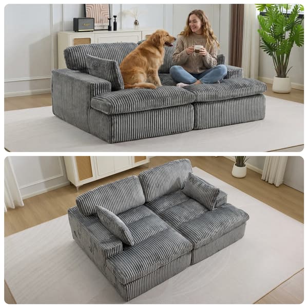 Modulär soffa - Soffbädd - 2-sits - Ergonomiskt ryggstöd - Flexibel kombination - Enkel montering - Grå