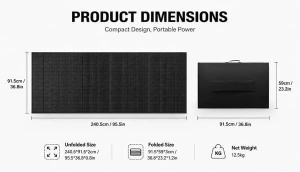 Transportabel solpanel - 400 W foldbart solcellepanel - 4-delt panel - Vandtæt - Soloplader til power station - Camping og udendørs