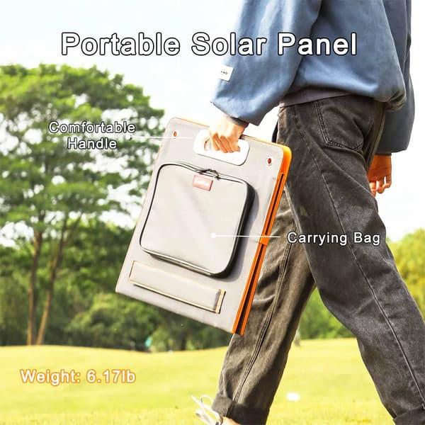 Bærbart solpanel - TSP18V 100W foldbart solcellepanel - DC 18V - USB QC3.0 - USB-C 65W