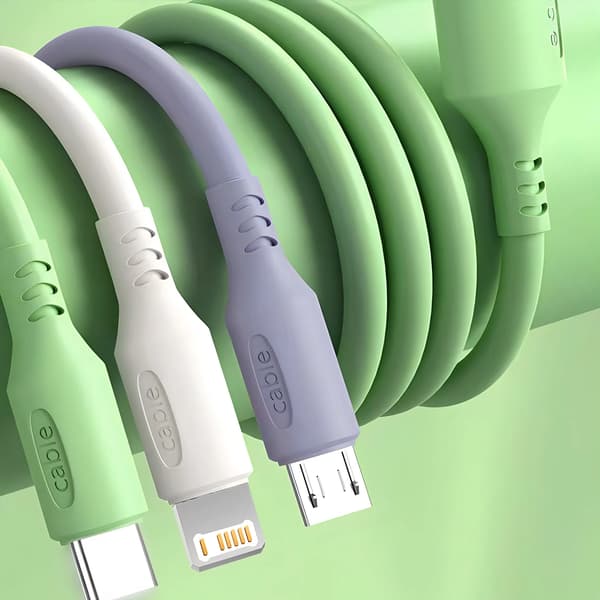 3-i-1 Mobil Opladerkabel - Multi USB Kabel - 6A Hurtigopladning - Type C Lightning Micro USB - 1,2 m - Universal til iPhone Android - Grøn