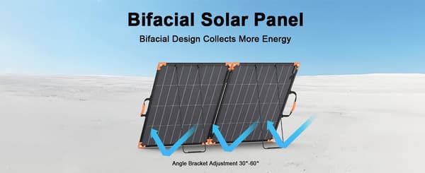 Bærbart solpanel 200W - Sammenklappeligt monokrystallinsk solcellepanel - 2 paneler - 24% effektivitet - ca. 138 x 90 x 2 cm - Til camping