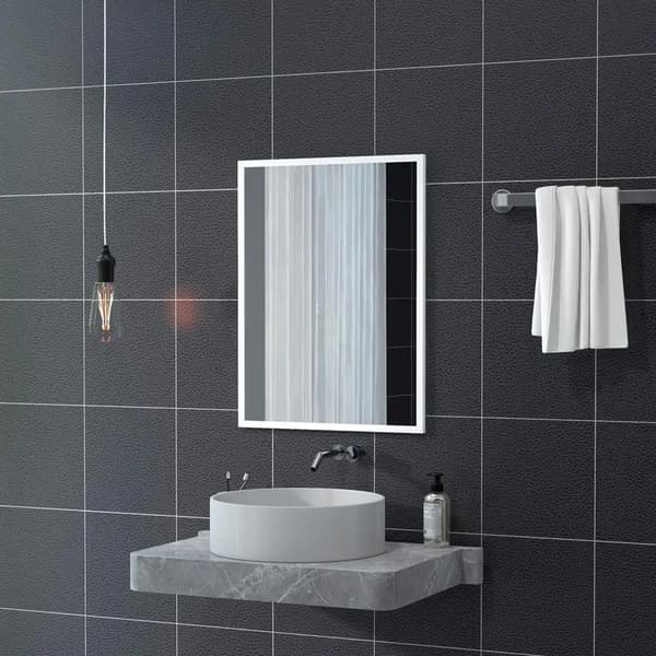Väggspegel - Rektangulär spegel 60x80 cm - MDF-ram - För badrum, vardagsrum, sovrum - Modern stil - Armygrön
