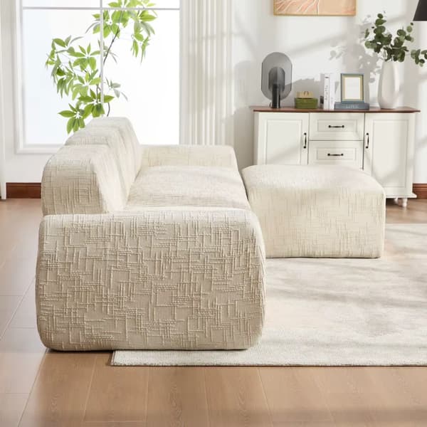 Modulær kompressionssofa - Chenillesofa - 30D højelastisk skum - Skridsikker bund - Let - Beige