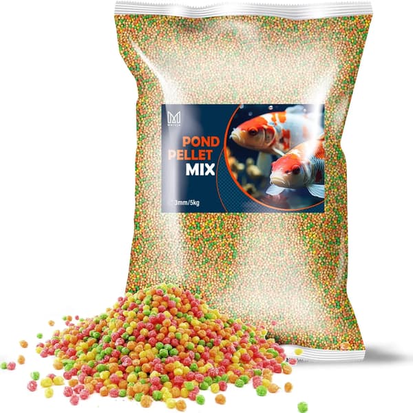 Foder för dammfisk koi och karp - Pond pellet mix - 3 mm pellets - Flytande - Fullfoder - 5 kg