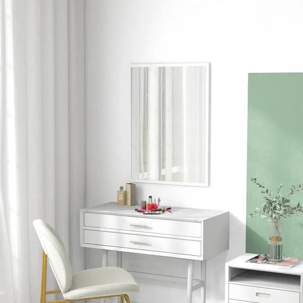 Väggspegel - Rektangulär spegel 60x80 cm - MDF-ram - För badrum, vardagsrum, sovrum - Modern stil - Armygrön
