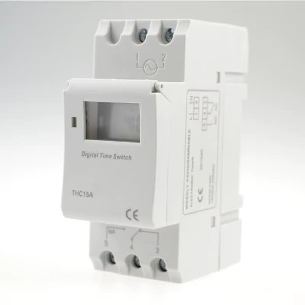 Digital ugetimer - THC15A tidsrelæ - DIN-skinne montering - Programmerbar - 220 V AC - 15 A