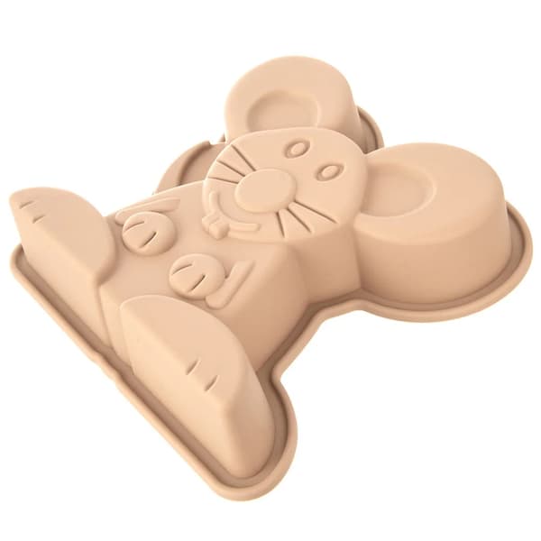 Bageform - Museformet silikoneform - 20 x 20 x 4,5 cm - FCM-certificeret - Beige