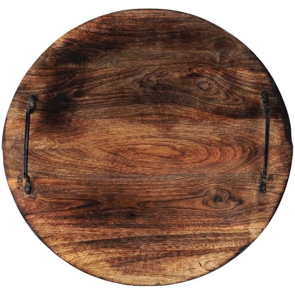 Serveringsbakke i træ - Med håndtag - 39 cm - Brun