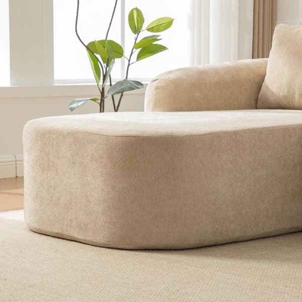 Modulsoffa - Chenille - 30D Elastiskt Skum - Halkfri Design - Högervänd - Ljus Khaki