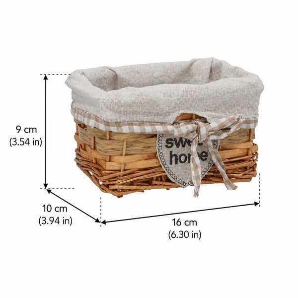 Förvaringskorg - Flätad korg - Linnetextil - Mångsidig användning - Rödbrun