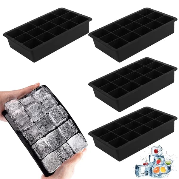 Isbitsform - Jumboiskuber - Silikon - 4-pack - Extra stora kuber - Utan lock