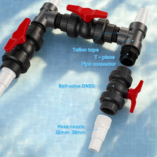 Bypass-tilslutningssæt til poolvarmepumpe - Solvarmesystem - Sort