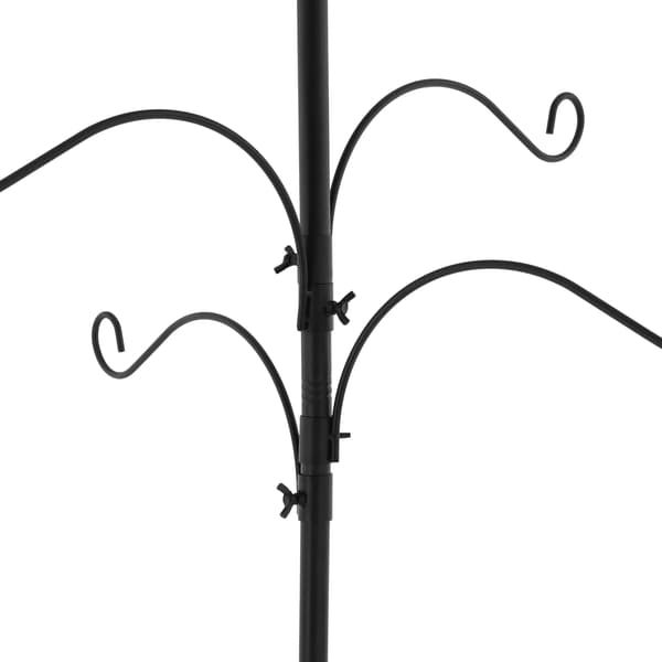 Fuglefoderstang - Foderstation til fugle - 4 kroge - 2 bakker - Justerbar højde 193 cm - Egernsikker skærm - Til udendørs have - Sort