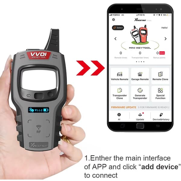Bilnøgleprogrammerer - VVDI Mini Key Tool - Global version - 96-bit 48-kloning - Frekvenstest - iOS/Android - Kun enhed