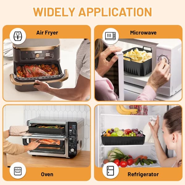 Silikoneforme til airfryer - Bageforme - 3 dele - Miljøvenlige - Til gratin