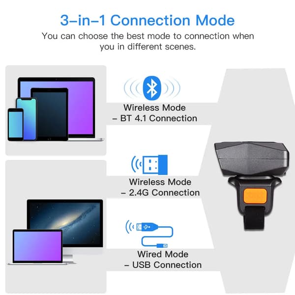 Mini Bluetooth 2D-streckkodsläsare - EY-016Z 2D - QR-koder - PDF417 - Data Matrix - USB - 100 skanningar/s - CMOS