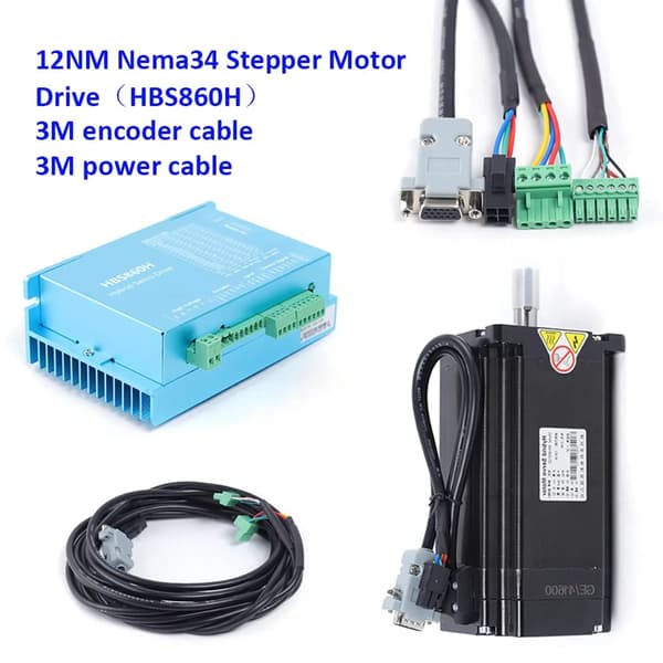 Stepmotor + Driver Sæt - Closed-Loop - Til CNC & 3D-printer - Høj Ydelse - CE-godkendt - Sort