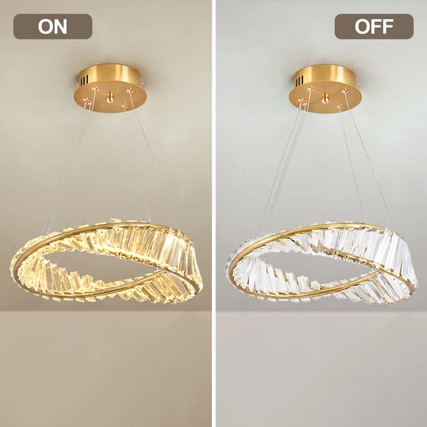 Krystalloftslampe - MS142-D40 - 40 cm - LED-belysning - Planmontering - Moderne Design - Skiftende Lysfarve - Guld