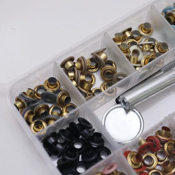 Øjer til læderarbejde - Runde messingøjer - 5 mm - 100 stk. - Malede - Gule