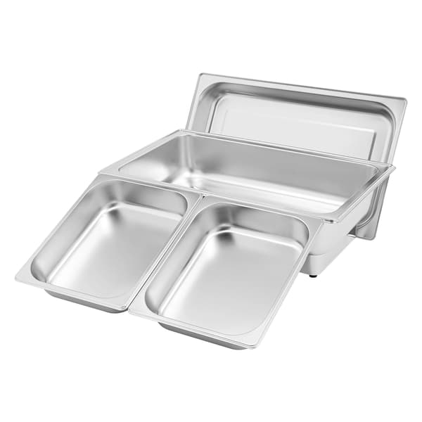 Buffetvarmer - Elektrisk Chafing Dish 2 Rum 9 l - Digital Temperaturstyring - Rustfrit Stål - Sølv