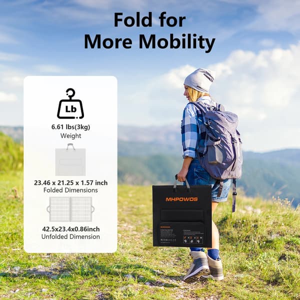 Bærbart solcellepanel - Foldbart 110W solcelleoplader - 4-panel monokrystallinsk - Høj effektivitet 24% - Til power station, camping, autocamper, båd