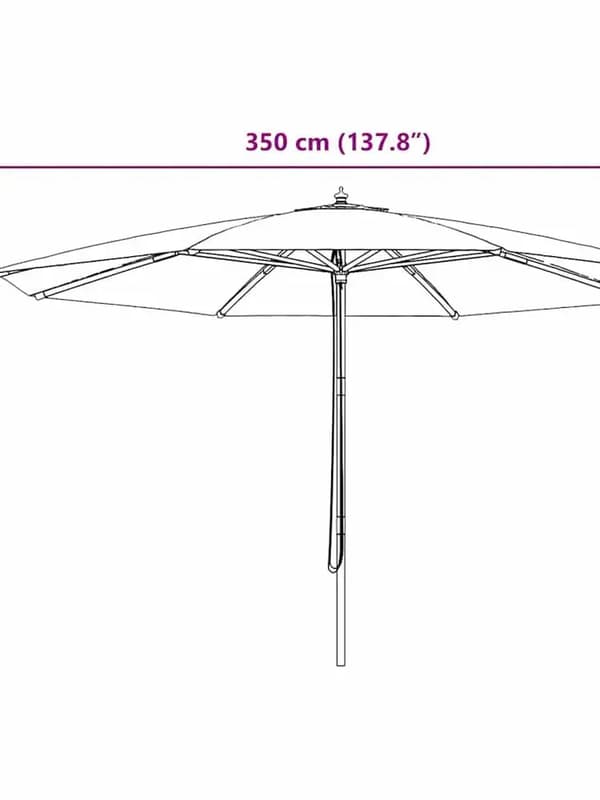 Udendørs parasol - Haveparasol - 350 x 240 cm - Rektangulær - Træstang - Polyesterdug - Sort