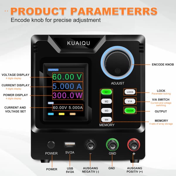 Programmerbart DC-labaggregat - SPPS-D2001-232 - RS232 kommunikation - 0–30V 0–10A - Högspänning upp till 1000V - Justerbart