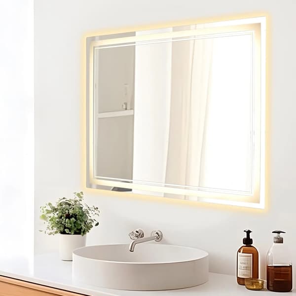 LED badrumsspegel - Väggspegel - 90 x 70 cm - Rektangulär - Imfri - IPX4 - Vit