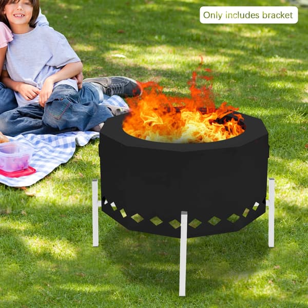 Justerbart eldstadställ - Stativ för eldfat/eldkorg - 201 rostfritt stål - Längd 48–69 cm - Höjd 31 cm - För uteplats camping trädgård - Silver