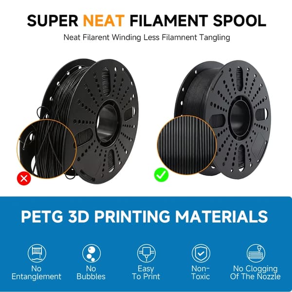 PETG-filament til 3D-printer - Hyper PETG-serien - 1,75 mm - 3 ruller - 335 m - Sort, Hvid, Rød