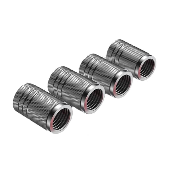 Bilventilkåpor - 4-pack däckventil lock - Aluminium - Räfflad design - Universal passform - Silver