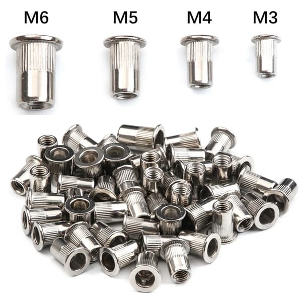 Niittimutterit - Kierteiset sisämutterit - Ruostumaton teräs - Litteä kanta - M3 - 20 kpl