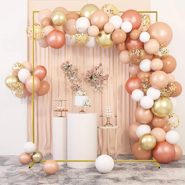 Fyrkantig bröllopsbåge - Metallstativ för backdrop - Ballongbåge - 1,2 x 2,2 m - Guldfärgad