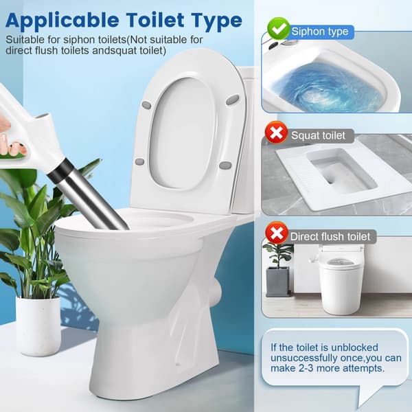 Toalettpump - Avloppsrensare med tryckluft - Tryckindikator - Högtryck - Silver