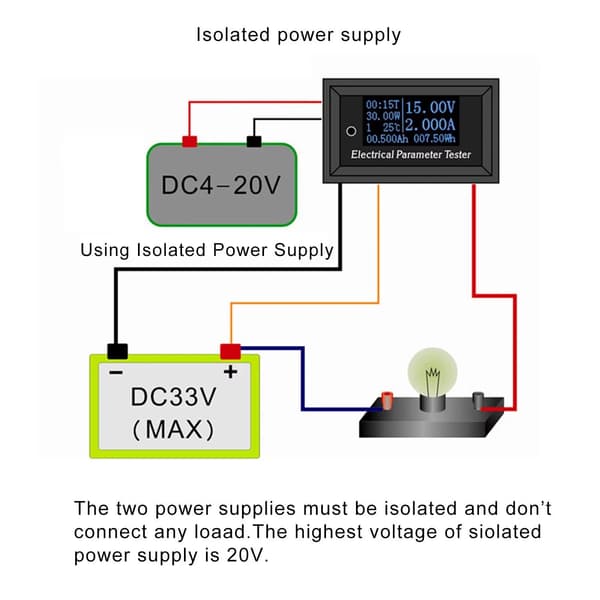 7-i-1 Energimåler - Spændings- og Strømmonitor - OLED-display - DC 33 V - 3 A