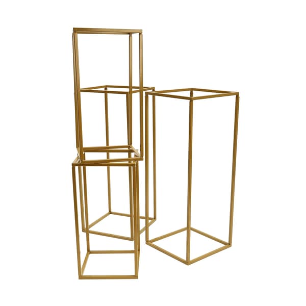 Blomsterställ för bröllop - Rektangulära golvstativ - 4-pack centerpieces - Geometrisk design - Järn - Guld