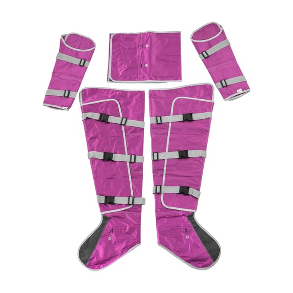 Professionel lufttryksdragt til kropsslankning - Pressoterapi lymfedrænage maskine - 3 programmer - 5 niveauer - Timer 0–30 min - LCD - 220V EU-stik - Rosa