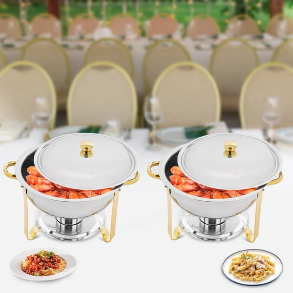 Chafing dish buffetsæt - Varmebrik sæt til mad - Rustfrit stål - Buffet og catering - Til restaurant og hotel