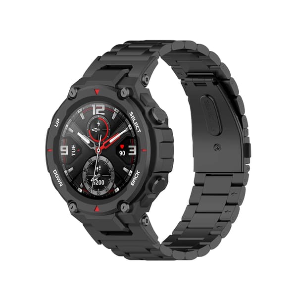 Smartwatch-rem - T-Rex Pro - Rustfrit stål - Metalarmbånd - Stil 2 - Sort