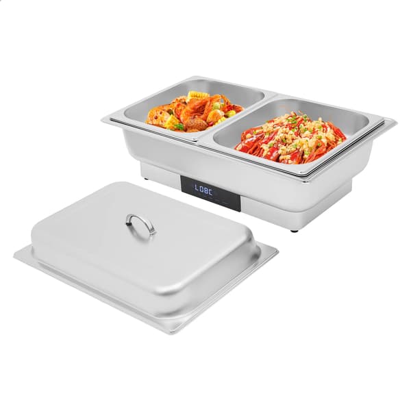 Buffetvarmer - Elektrisk chafing dish - 600 W - Rektangulær - Rustfrit stål - Temperaturkontrol