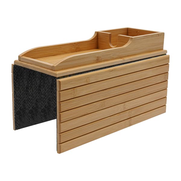 Bambu soffbricka - Rektangulär soffbricka/serveringsbricka - 41,5 × 34 cm - Hopfällbar - Antik look - Neoklassisk stil - Träfärg