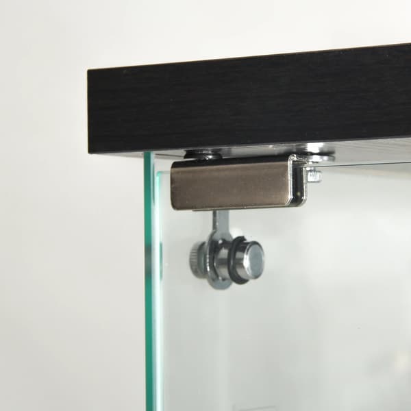 Glas vitrineskab - Displayskab - 4 hylder LED-lys - Låsbart - 2 døre - Sort
