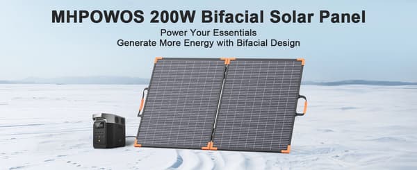 Bærbart solpanel 200W - Sammenklappeligt monokrystallinsk solcellepanel - 2 paneler - 24% effektivitet - ca. 138 x 90 x 2 cm - Til camping