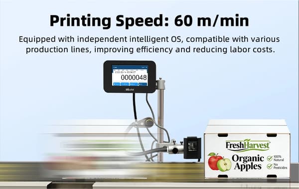 Online termisk inkjet-printer - Z-100 TIJ koder - 12,7 mm printhøjde - Dato- og logotryk - Udløbs- og batchkoder - 4 kg - Z-100