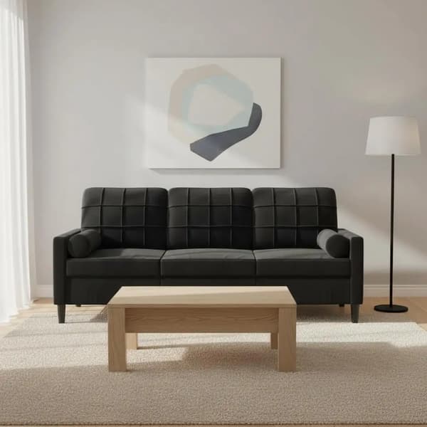 3-personers sofa - Moderne sofa - 197x77x80 cm - Solid træramme - Bløde sæder & 2 pyntepuder - Armygrøn