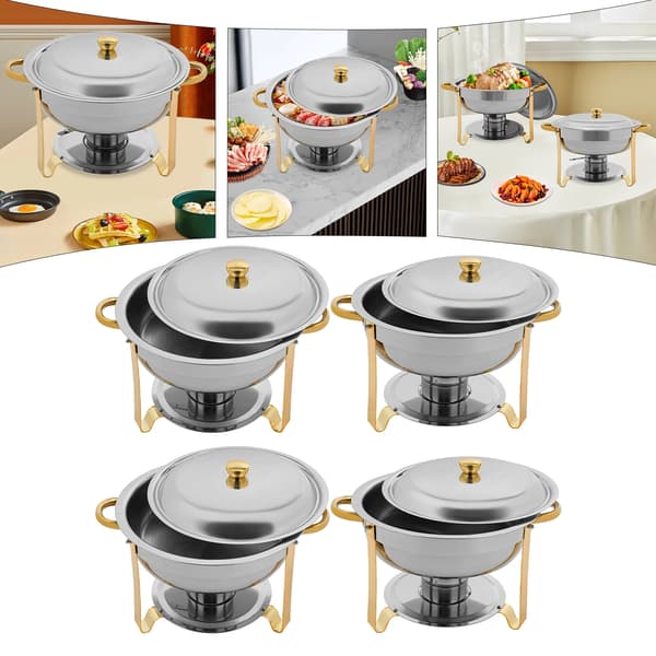 Buffetvarmer Sæt - Chafing Dish Buffetsæt - Rustfrit Stål - Madvarmer til Catering, Restaurant, Hotel, Bryllup