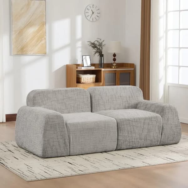 Modulsoffa - L-formad soffa - 2-sits - Chenilleklädsel - 30D-elastiskt skum - Flyttbar - Grå