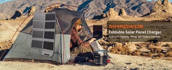Bærbart solpanel - Foldbart 120W solcellepanel - Monokrystallinsk ETFE - 24% effektivitet - USB-C/USB-A/DC-udgange - Til camping autocamper nødstrøm