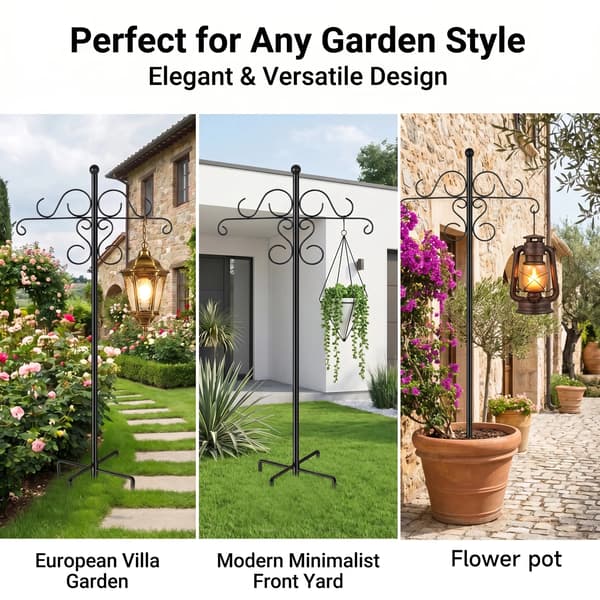 Fuglefoderstang til haven - Blomsterdesign - 2,4 m - 1 stk. - Base med 5 huller - Plante- og havepynt