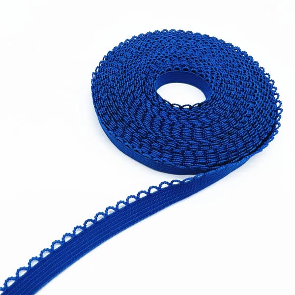 Elastisk blondebånd - Fold over elastik - 1 cm bred - 2 yard (ca. 1,8 m) længde - Spandex til syning og linning - Blå